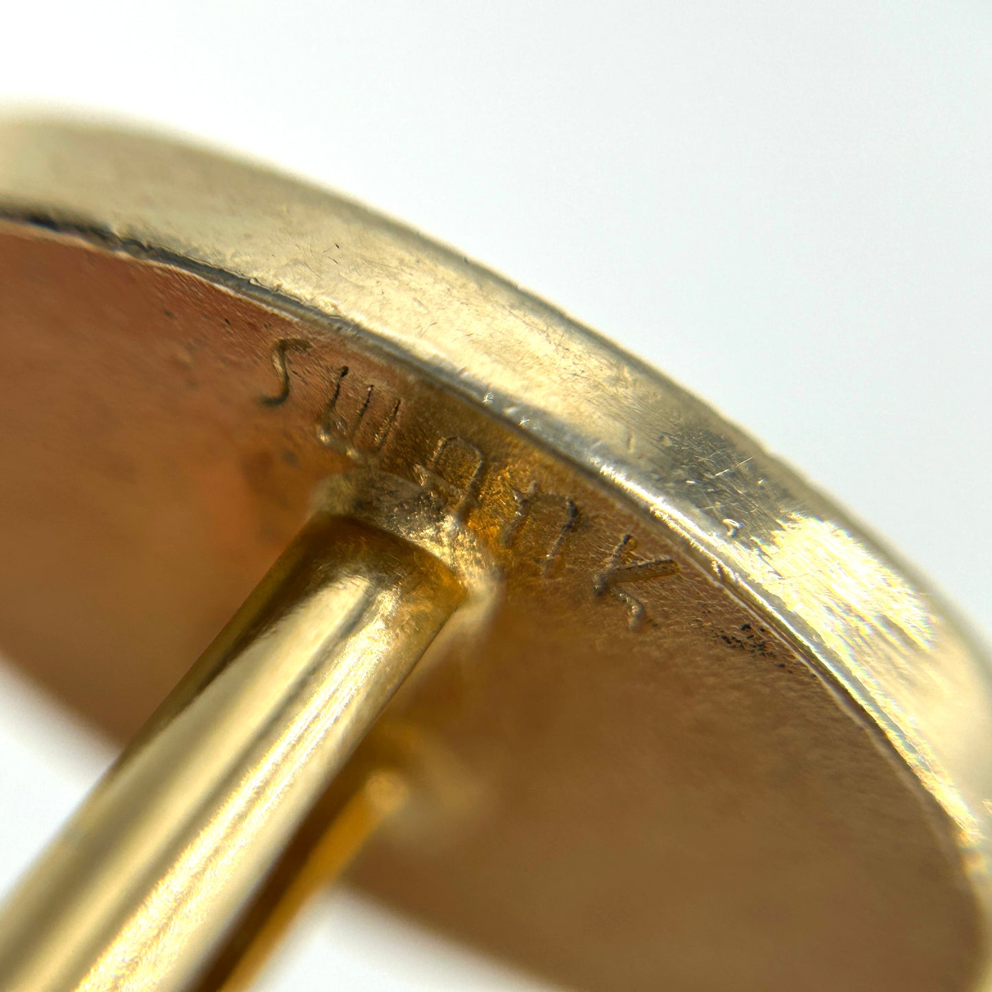 Vintage Swank Orange & Gold Oval Cufflinks