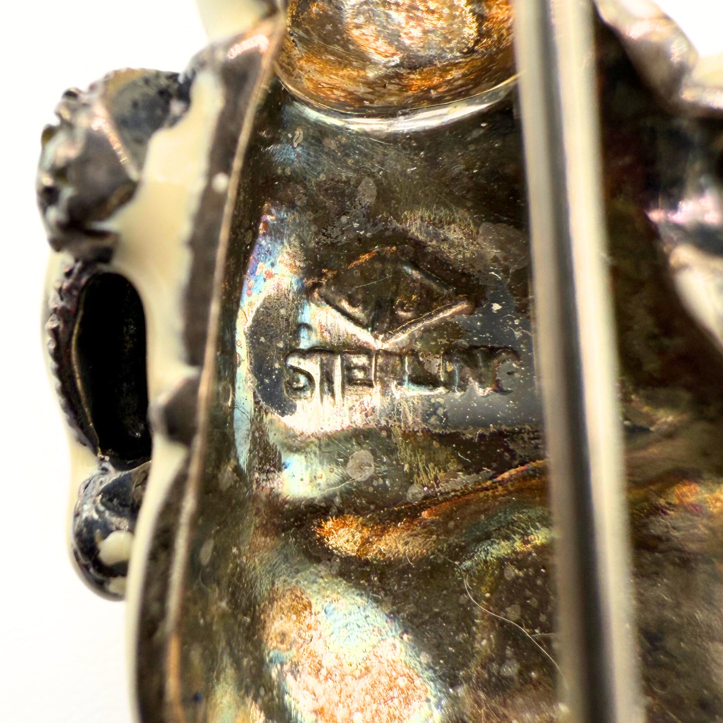 Vintage Sterling Silver Snowman Brooch