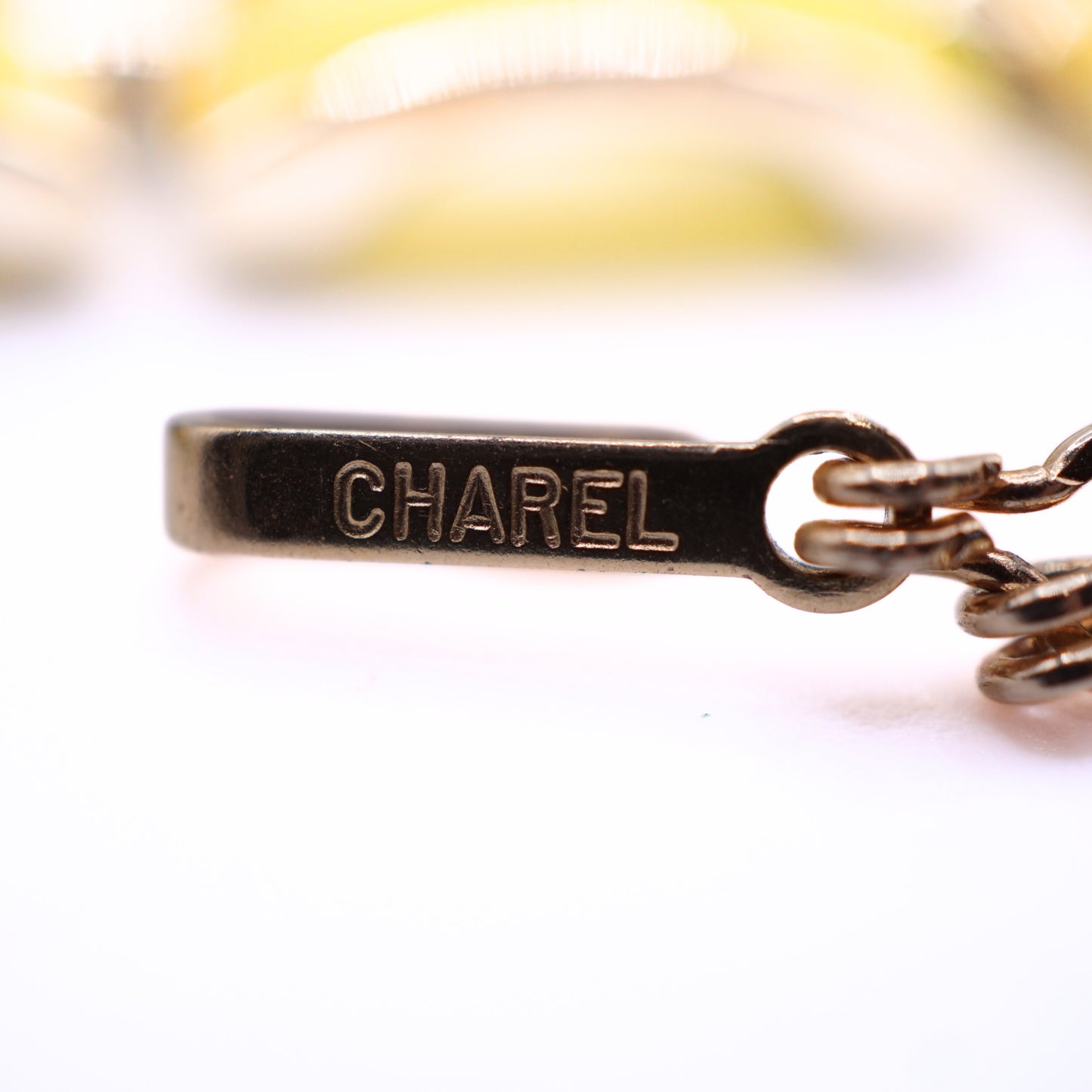 Vintage Signed Charel Chartreuse Lucite Gold Metal Parure