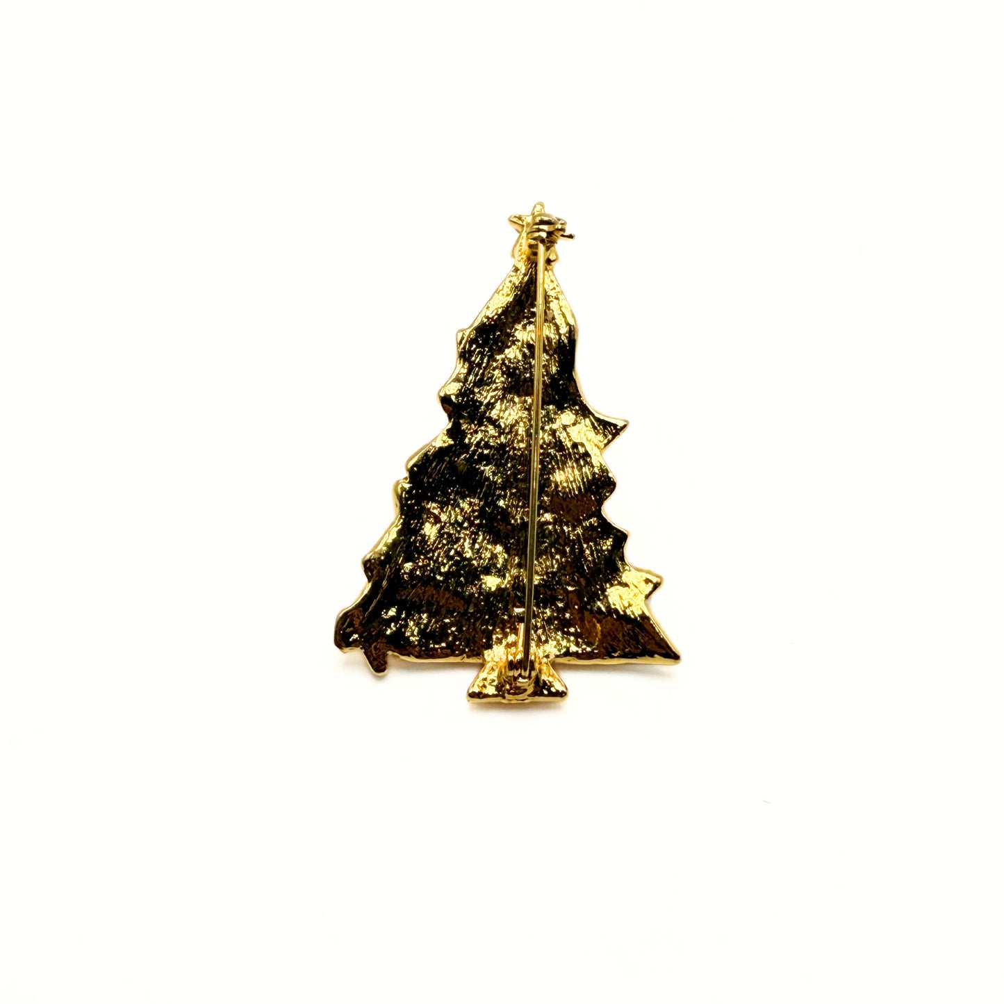 Vintage White Enamel Christmas Tree Brooch