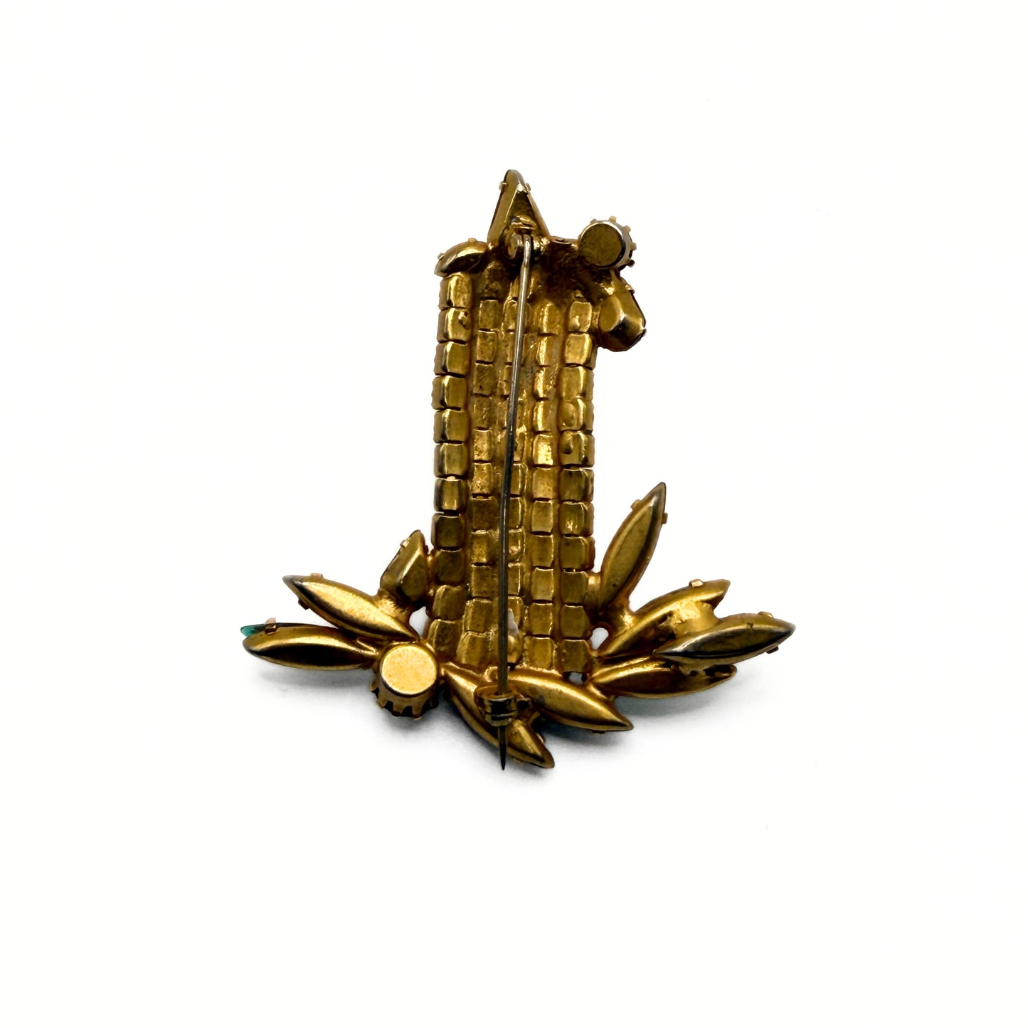 Vintage Unsigned Rhinestone Candle Brooch