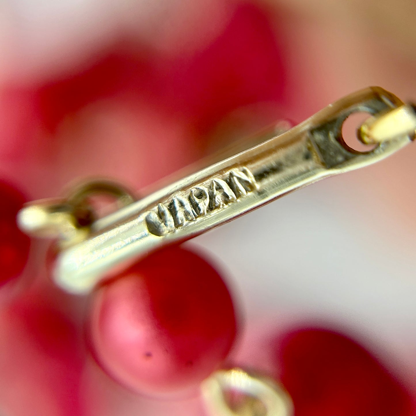 Vintage Japan Magenta 3 Strand Demi Parure