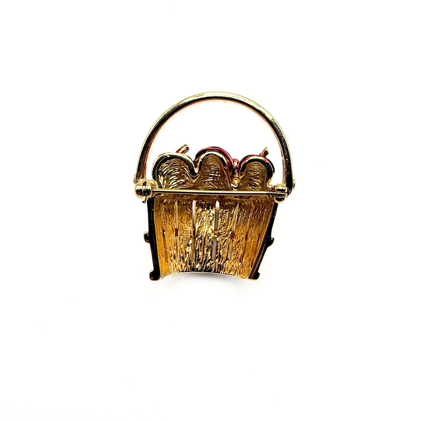 Vintage Gold-Tone Basket of Apples Brooch
