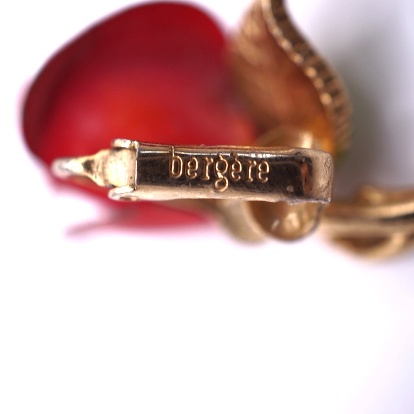 Vintage Bergere Signed Enamel Rose Earrings