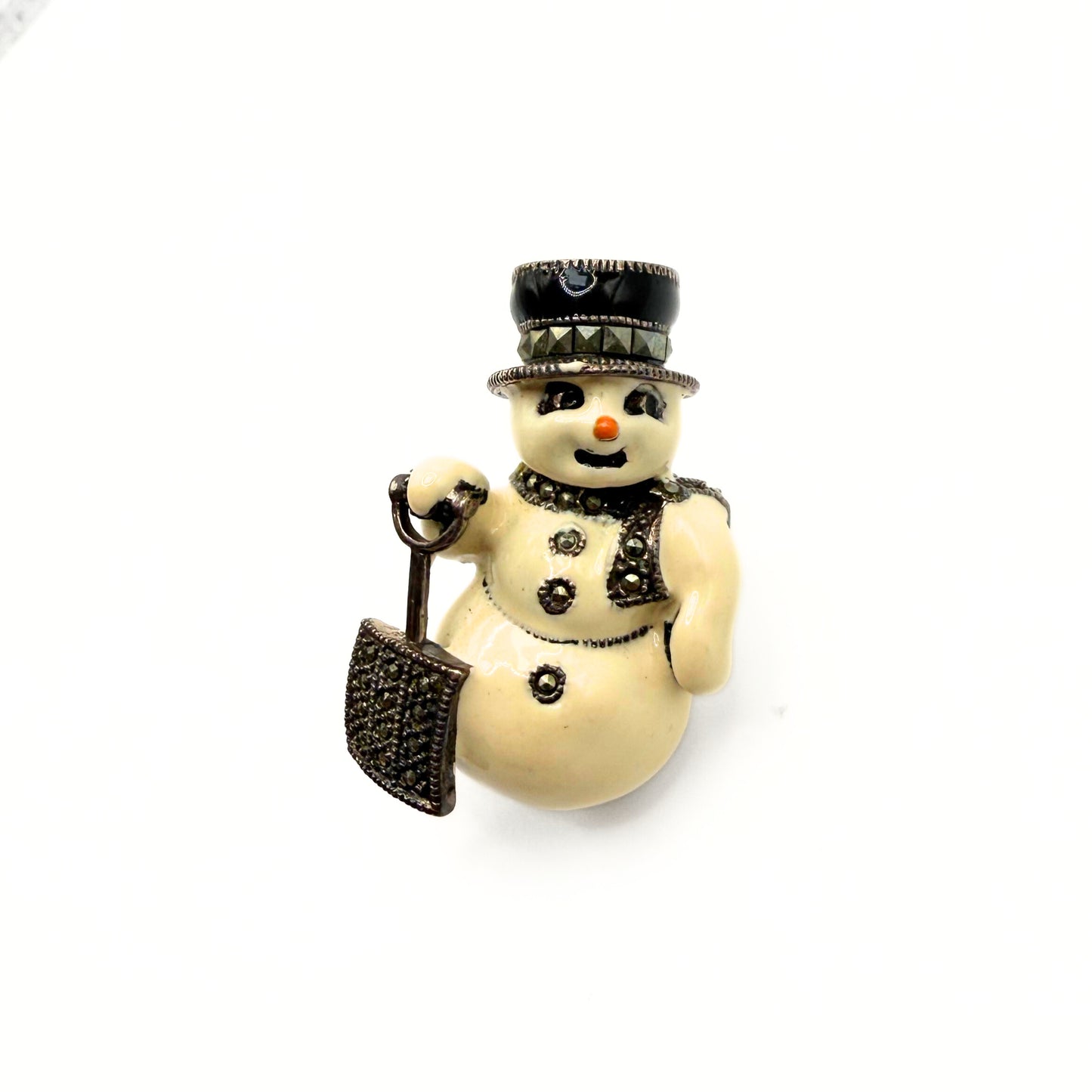 Vintage Sterling Silver Snowman Brooch
