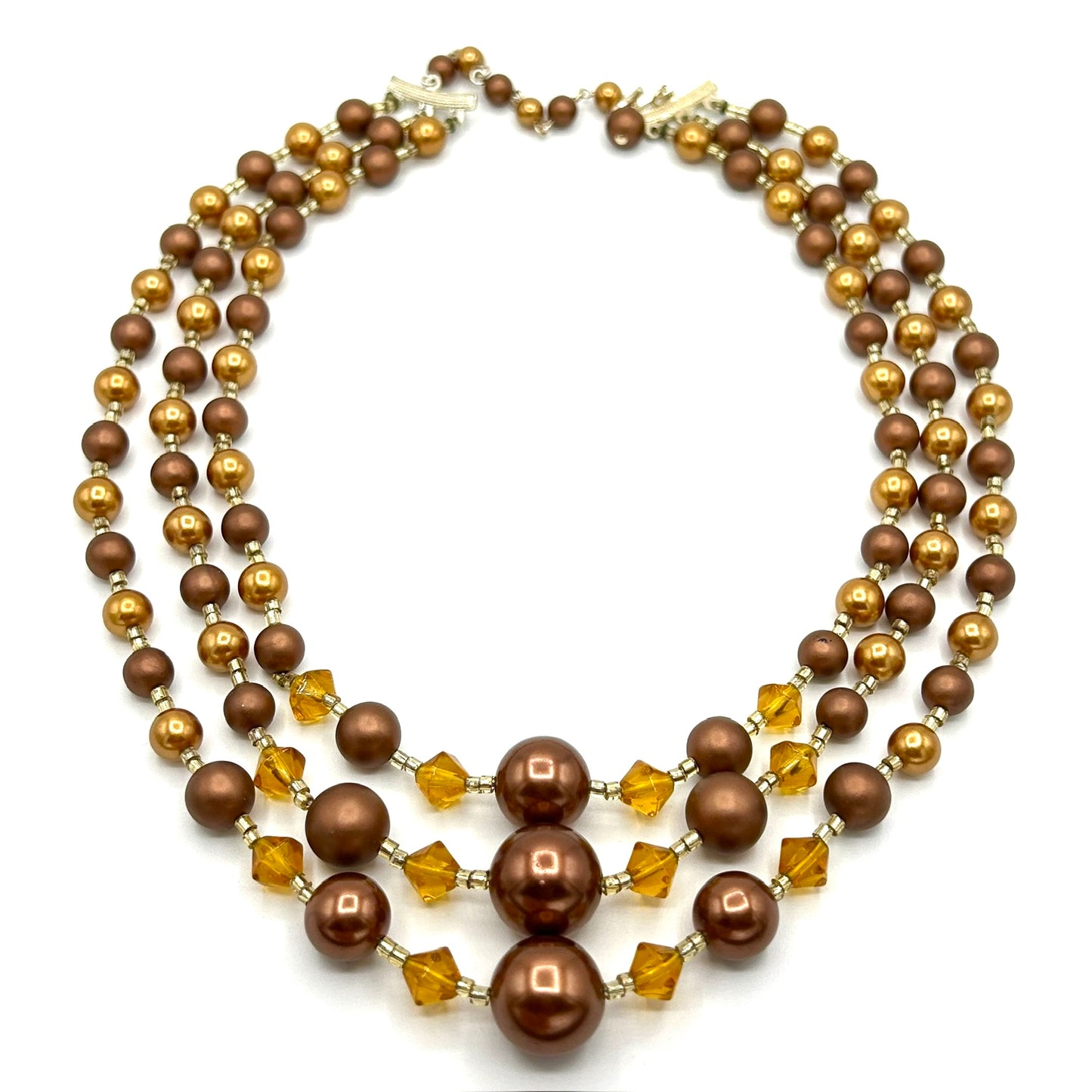 Vintage Japan Brown Pearls Demi Parure