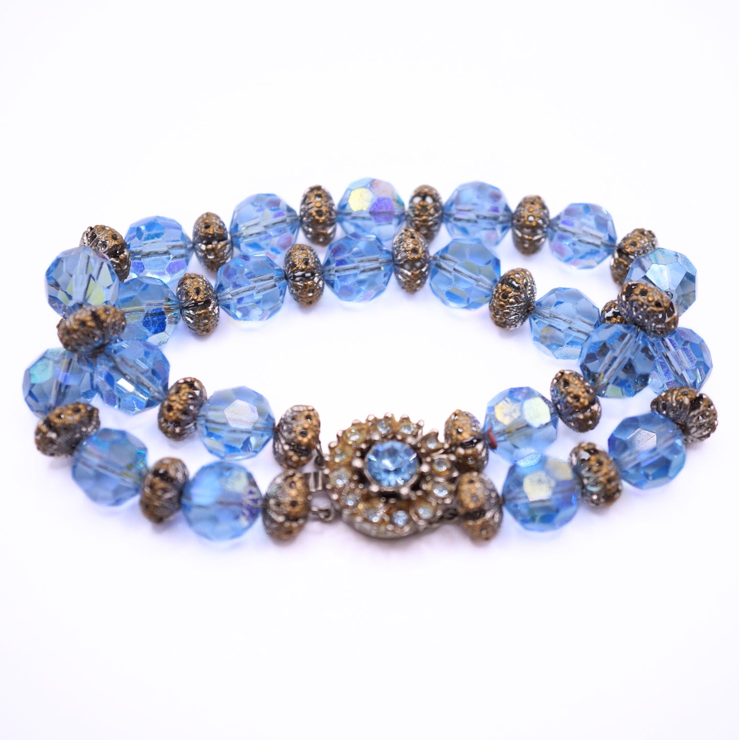 Vintage Signed Bergere Blue Swarovski Crystal Parure
