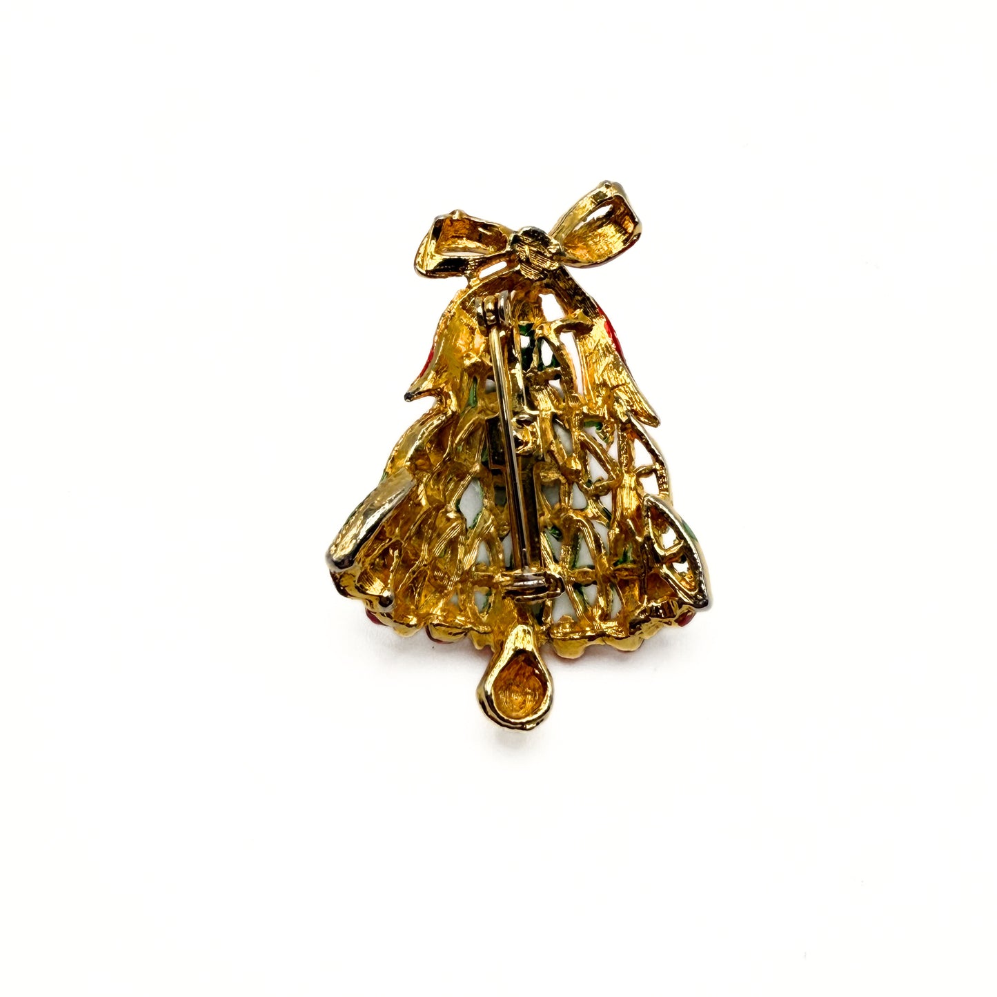 Vintage Enamel Christmas Bell Brooch