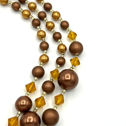 Vintage Japan Brown Pearls Demi Parure