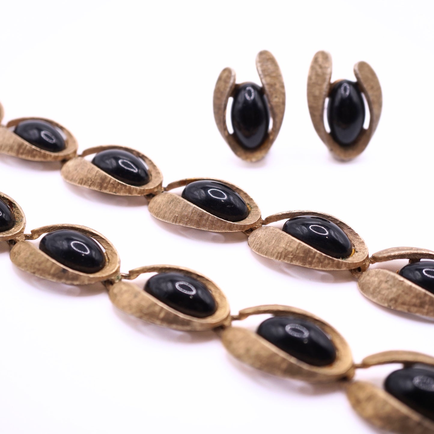 Vintage Signed Charel Gold & Black Lucite Parure