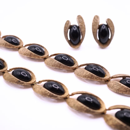 Vintage Signed Charel Gold & Black Lucite Parure