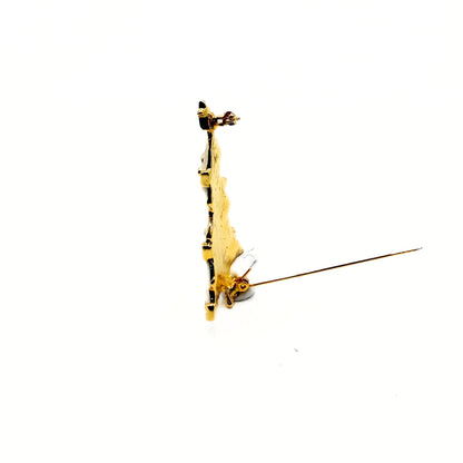 Vintage White Enamel Christmas Tree Brooch