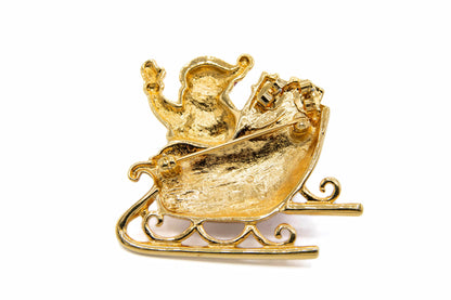 Vintage Avon Santa Sleigh Brooch & Earrings