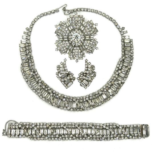 Vintage Kramer Clear Rhinestone Full Parure