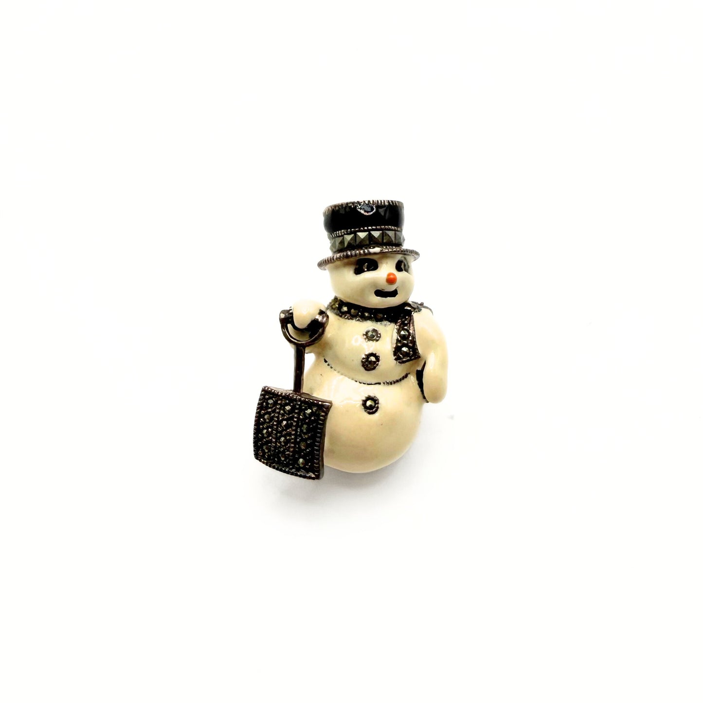 Vintage Sterling Silver Snowman Brooch