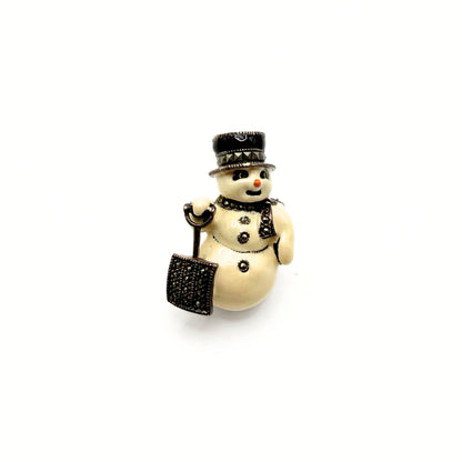 Vintage Sterling Silver Snowman Brooch