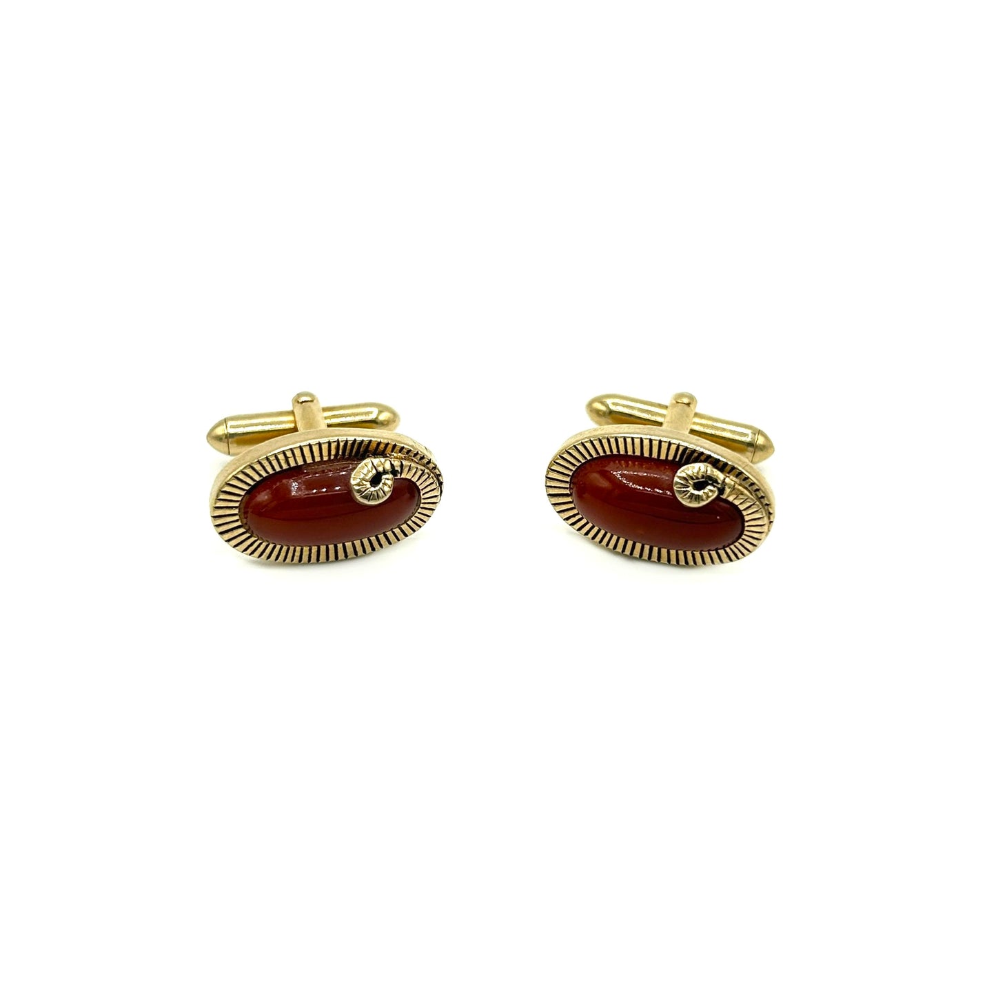 Vintage Swank Orange & Gold Oval Cufflinks