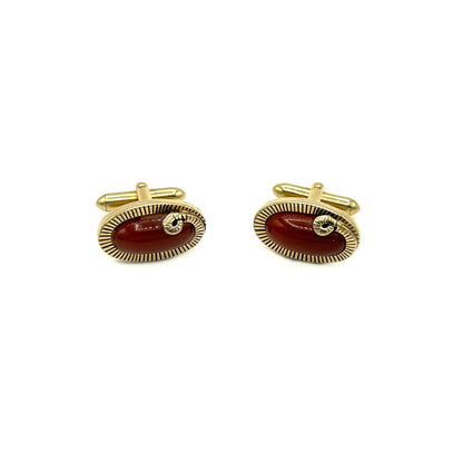 Vintage Swank Orange & Gold Oval Cufflinks