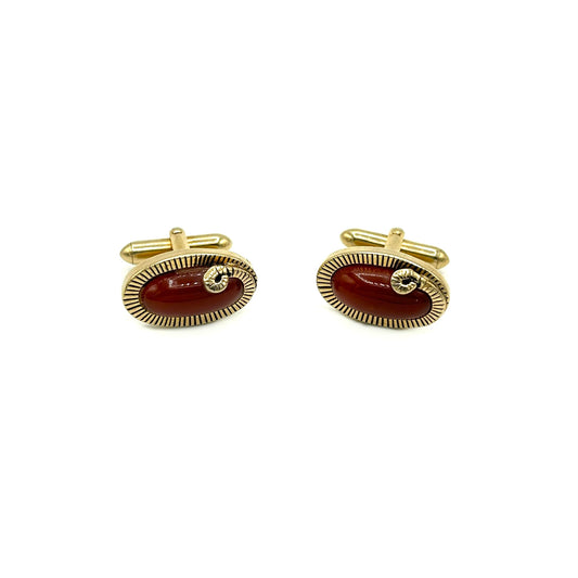 Vintage Swank Orange & Gold Oval Cufflinks