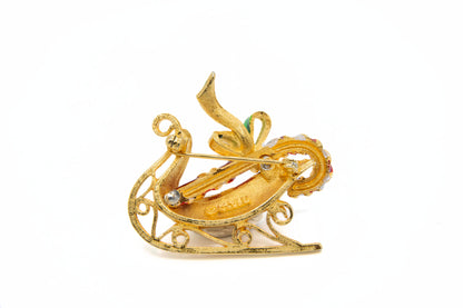 Vintage MYLU Santa Sleigh Brooch