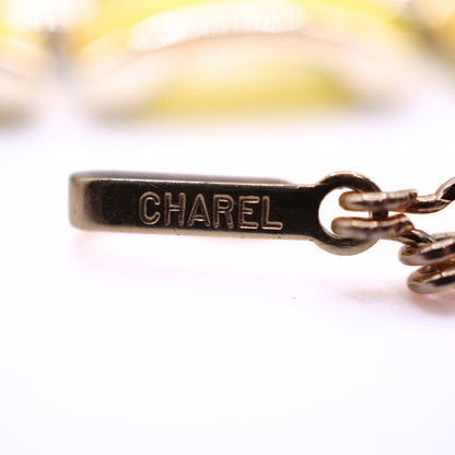 Vintage Signed Charel Chartreuse Lucite Gold Metal Parure