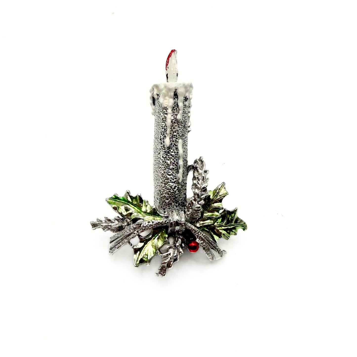 Vintage Gerry’s Silver Candle with Holly Brooch