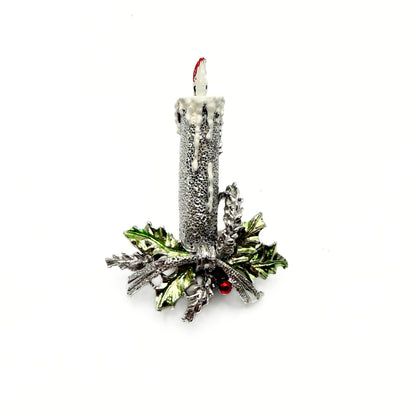 Vintage Gerry’s Silver Candle with Holly Brooch