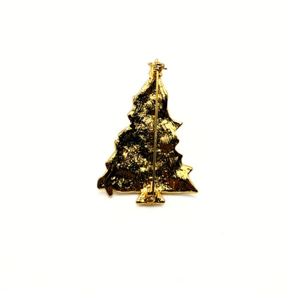 Vintage White Enamel Christmas Tree Brooch