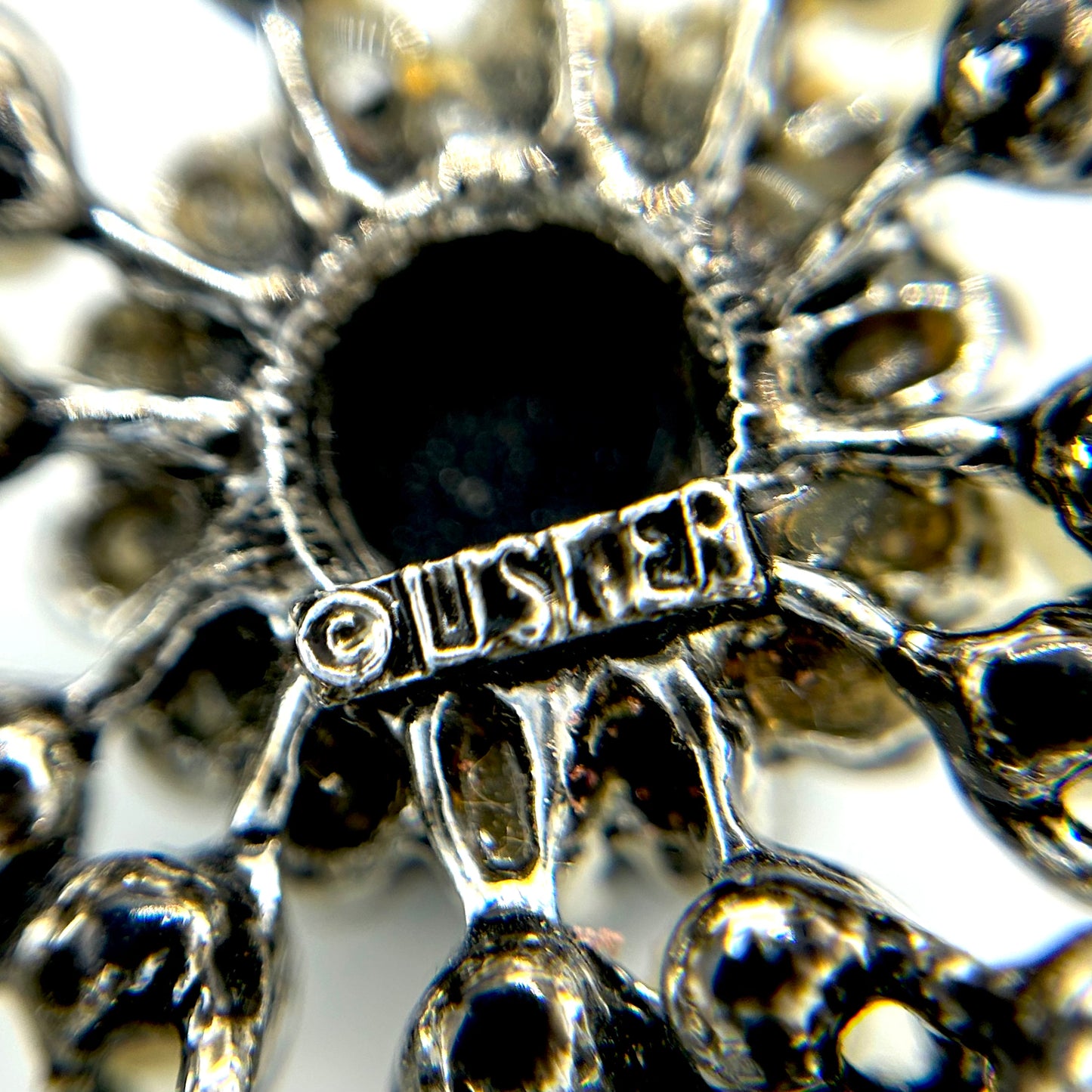 Vintage Lisner Black and Silver Brooch