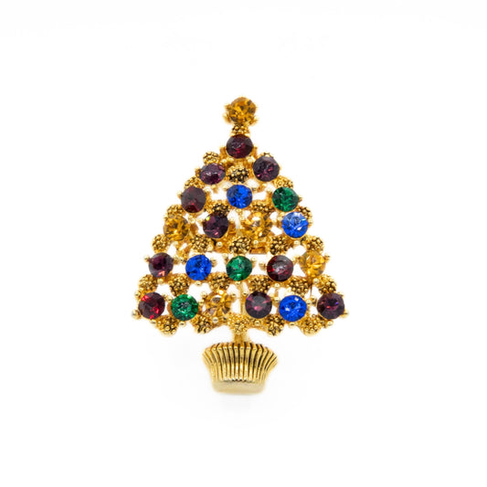 Vintage Eisenberg Ice Rhinestone Christmas Tree Brooch