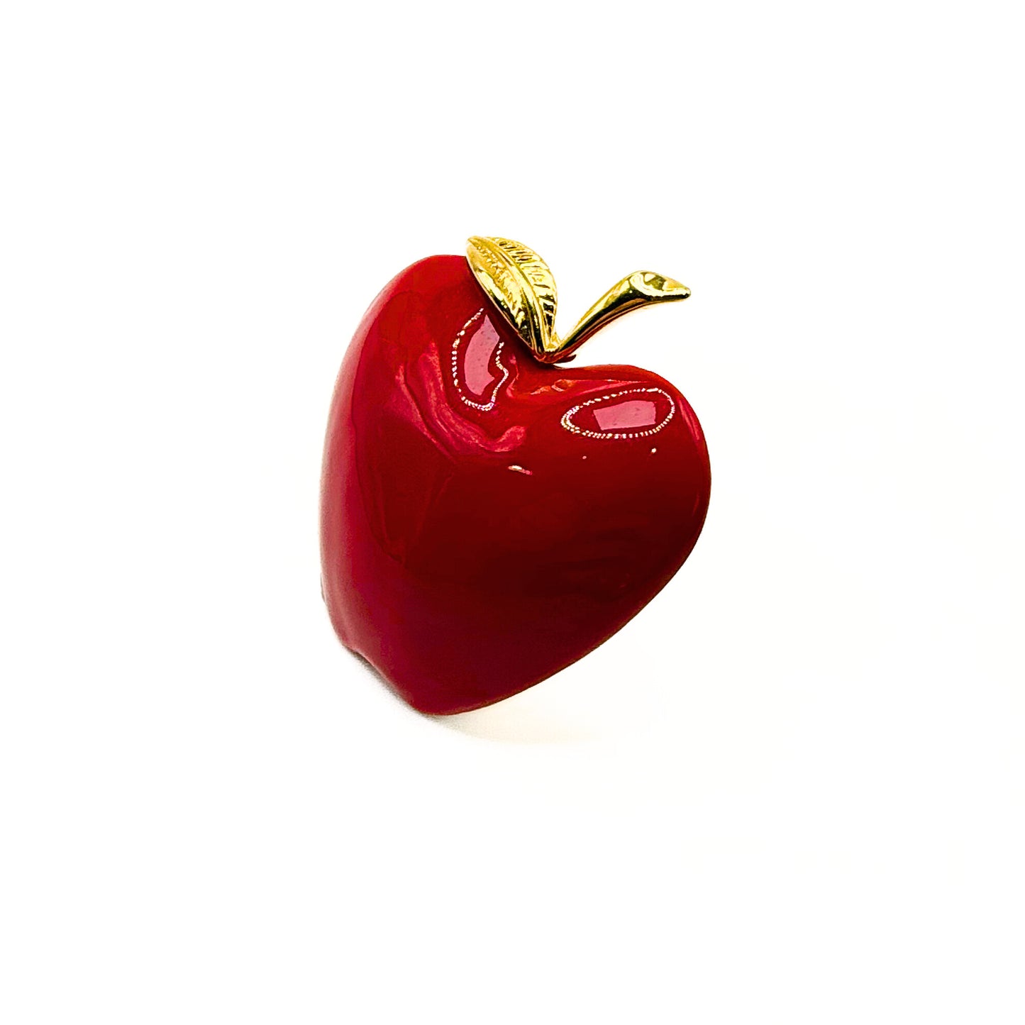 Vintage Red Enamel Apple Brooch (Large)
