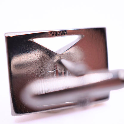 Vintage Swank Signed Silver-Tone Geometric Cufflinks & Tie Tack