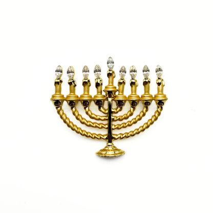 Vintage Rhinestone Menorah Brooch