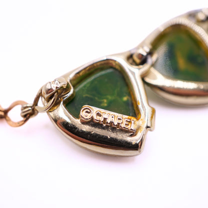 Vintage Charel Green Marble Bakelite and Metal Parure