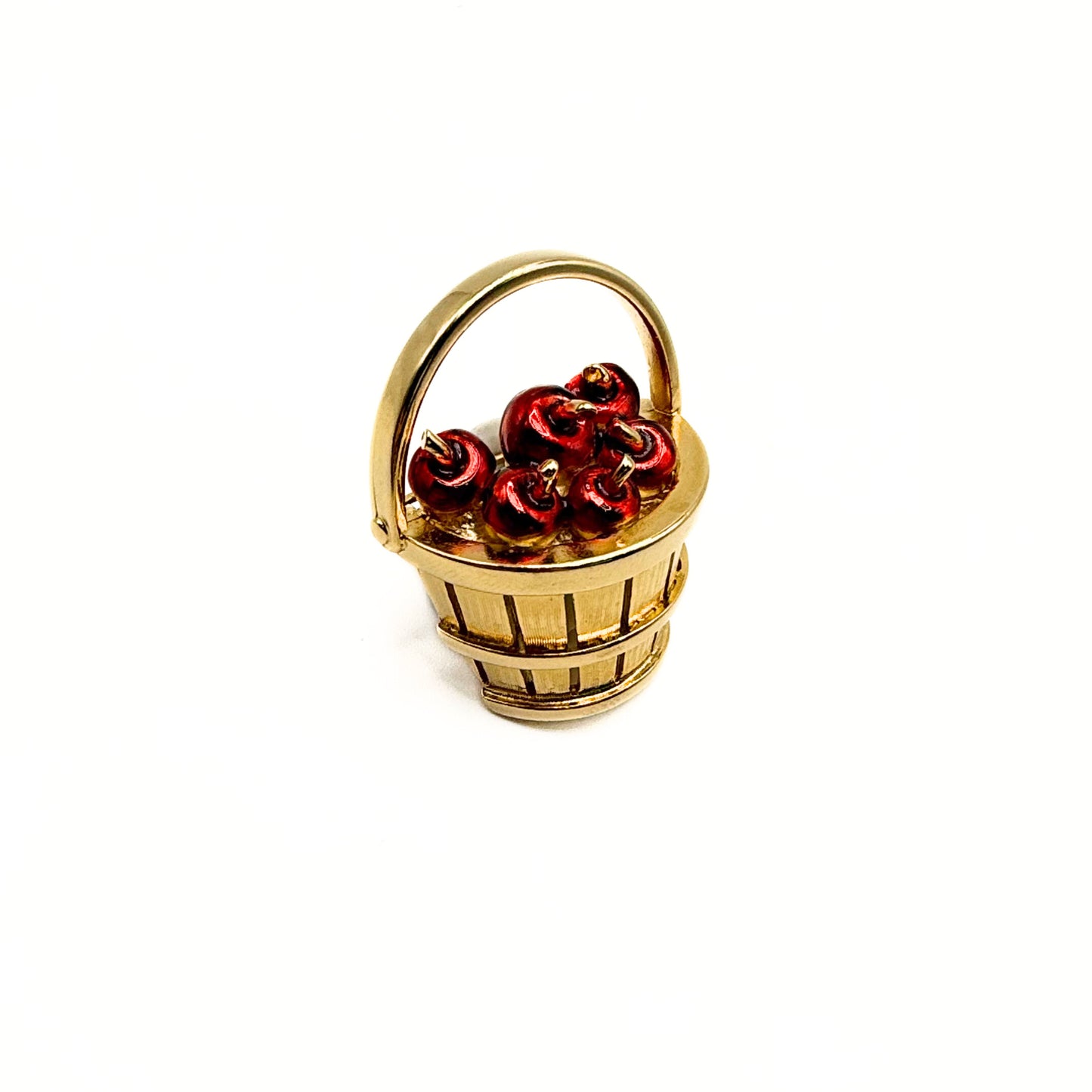 Vintage Gold-Tone Basket of Apples Brooch