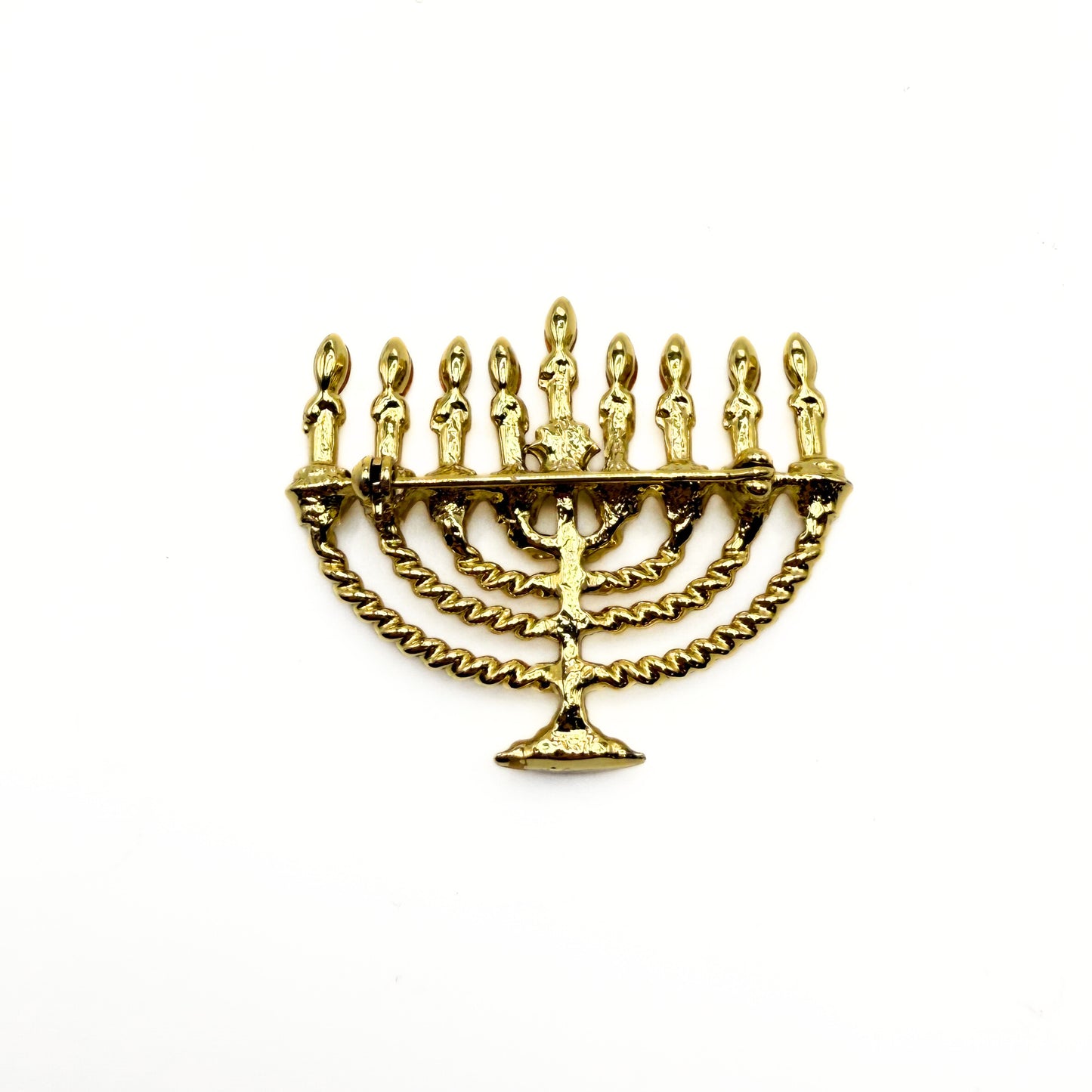 Vintage Rhinestone Menorah Brooch