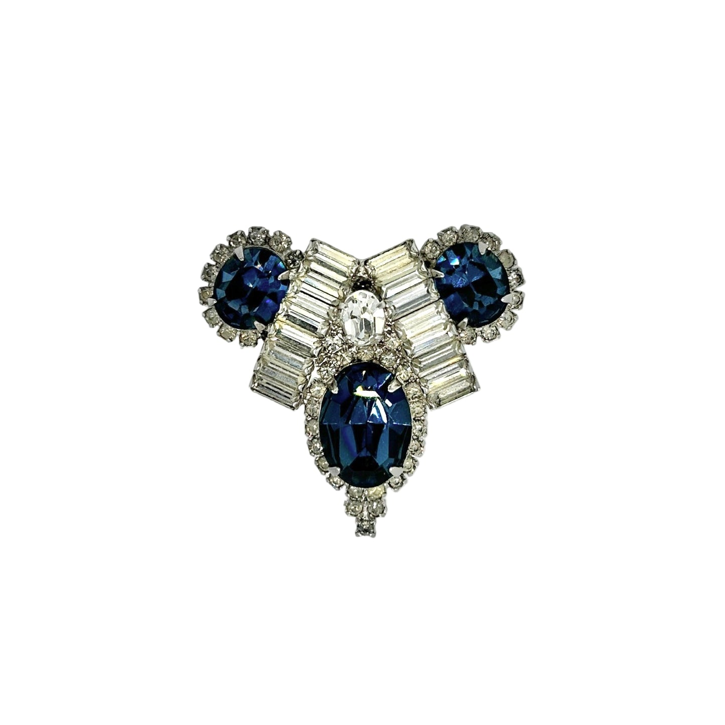Vintage Kramer Sapphire Blue Rhinestone Demi Parure