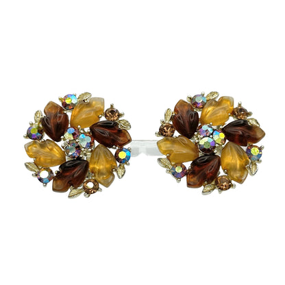 Vintage Lisner Brown Leaves Demi Parure