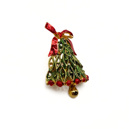 Vintage Enamel Christmas Bell Brooch