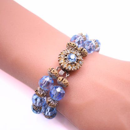 Vintage Signed Bergere Blue Swarovski Crystal Parure