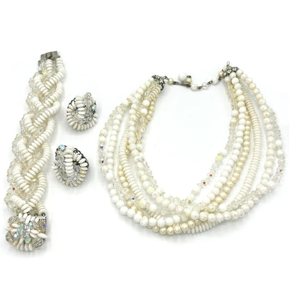 Vintage Kramer Pearl and Beads Full Parure