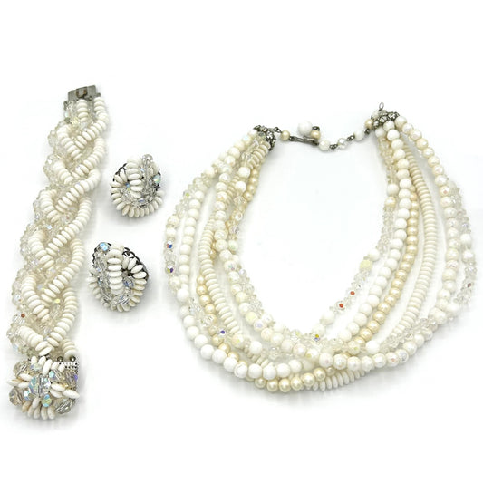 Vintage Kramer Pearl and Beads Full Parure
