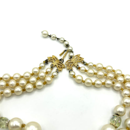 Vintage Japan Pearl and AB Crystal Demi Parure
