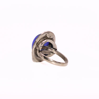Vintage Weiss Electric Blue Silver Tone Adjustable Ring