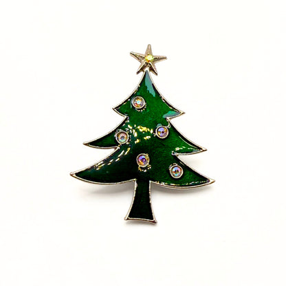 Vintage Tancer II Green Enamel Christmas Tree Brooch