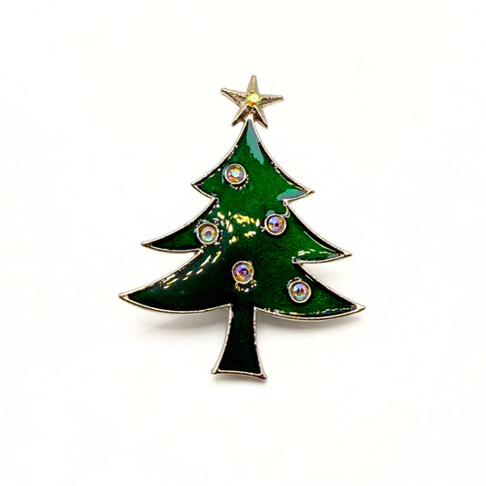 Vintage Tancer II Green Enamel Christmas Tree Brooch