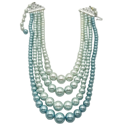 Vintage Japan Blue Ombre Pearls Demi Parure