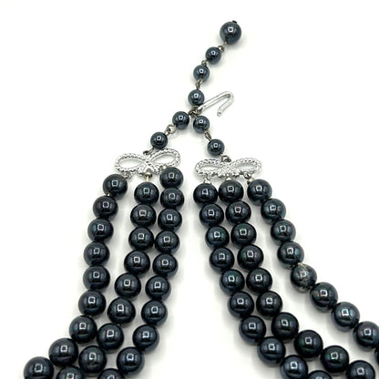 Vintage Japan Black Pearls Demi Parure