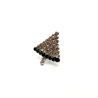 Vintage Clear Rhinestone Christmas Tree Brooch