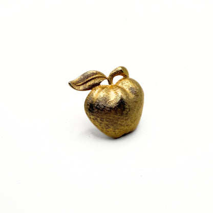 Vintage Gold-Tone Textured Apple Brooch (Small)